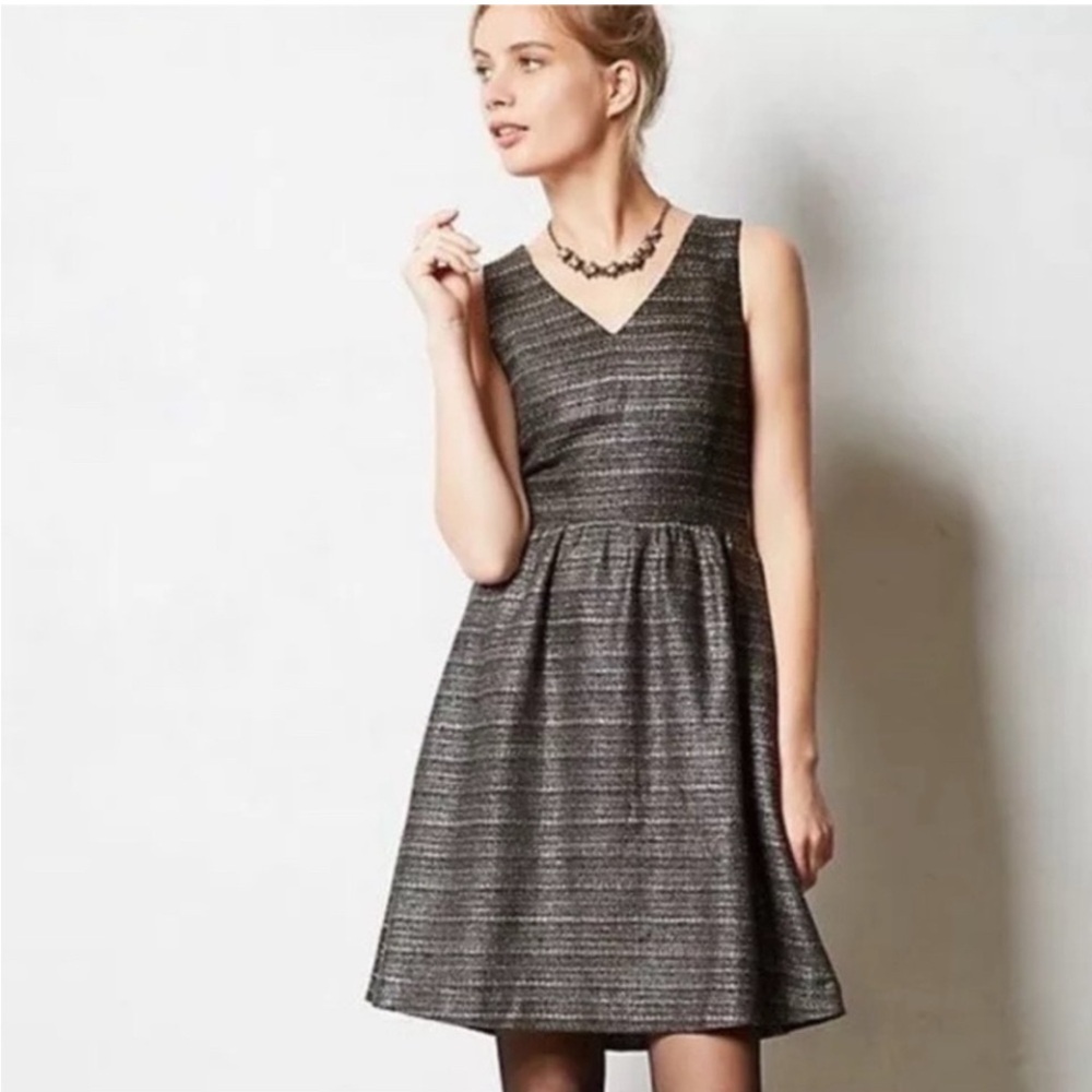 Moulinette Soeurs Gray Pleated Midi Dress Sleeveless Size 10